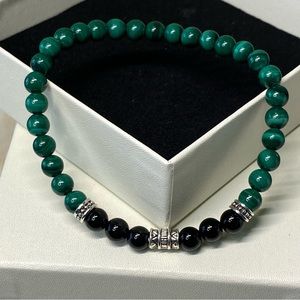 Men’s Handmade bead bracelet green and black 6mm